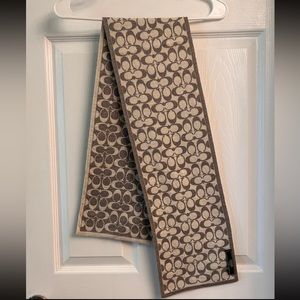 Original Coach Silver and Cream Scarf